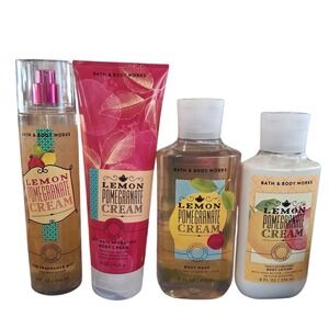 RARE Bath & Body Works Womens Lemon Pomegranate 4pcs Full Size Bundle Wash Mist+